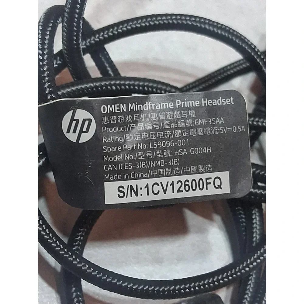 HP OMEN Mindframe Prime Gaming Headset HSA-G004H Cooling Ear Tested Used